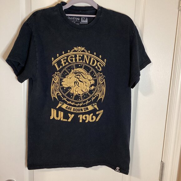 Sunfrog Black T-Shirt Legends Are Born on July 1967 Size M Unisex Men Women - Picture 1 of 5